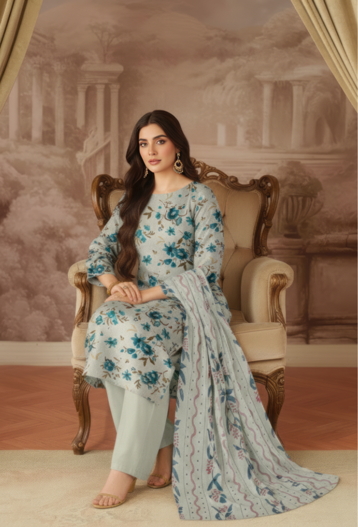 Floral - D01 Chiffon Pakistani Summer Dresses - Humdum - 3