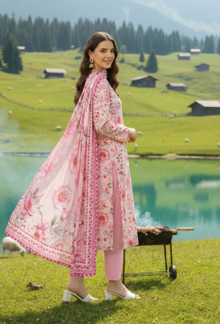 Floral - D09 Chiffon Pakistani Summer Dresses - Humdum - 2
