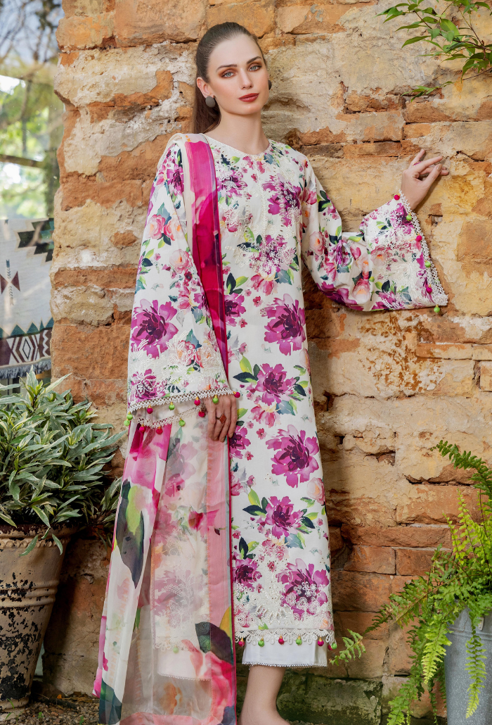 Scenery - Printkari D01 Chiffon Pakistani Summer Dresses - Humdum - 3