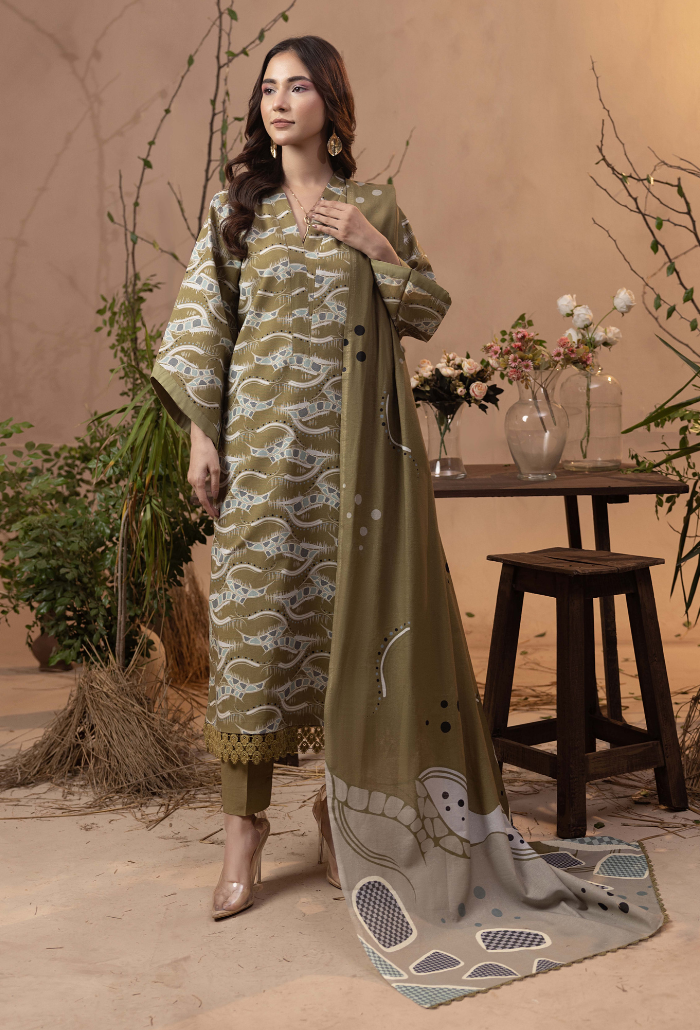 Raya - D08 Khaddar Pakistani Winter Dresses - Humdum - 3