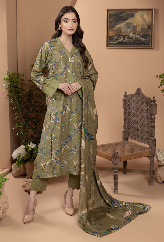 Zara - D10 Khaddar Pakistani Winter Dresses - Humdum - 1