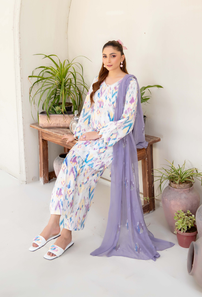 Ziva - D04 Chiffon Pakistani Summer Dresses - Humdum - 3