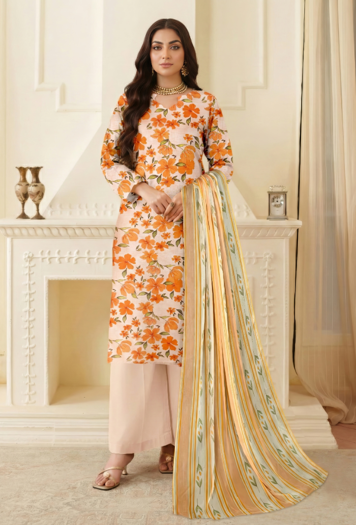 Floral - D06 Chiffon Pakistani Summer Dresses - Humdum - 1