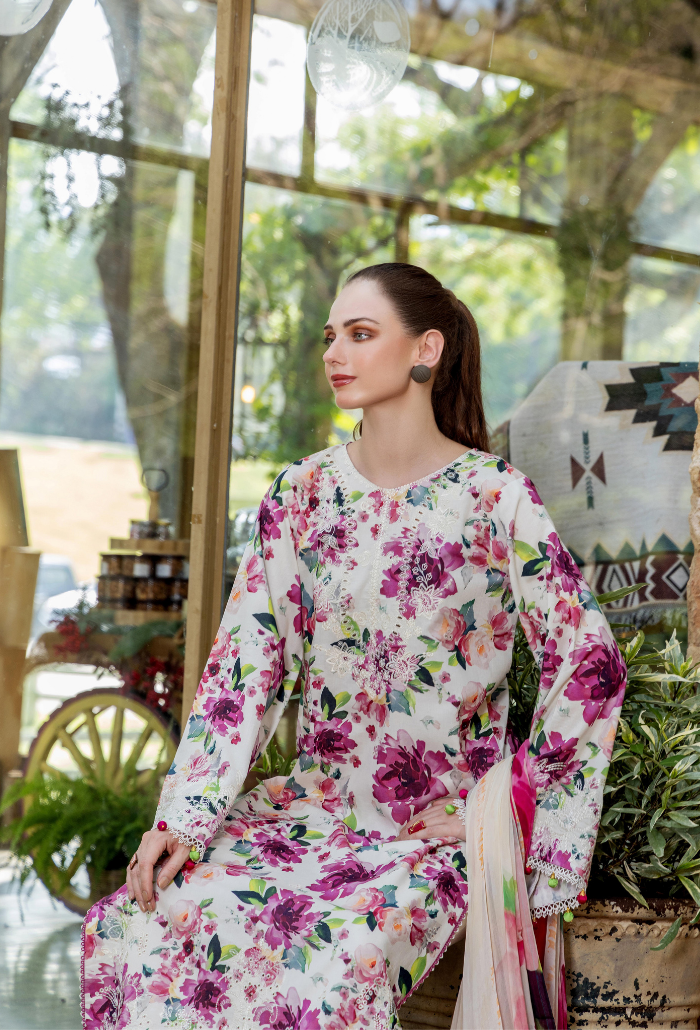 Scenery - Printkari D01 Chiffon Pakistani Summer Dresses - Humdum - 5