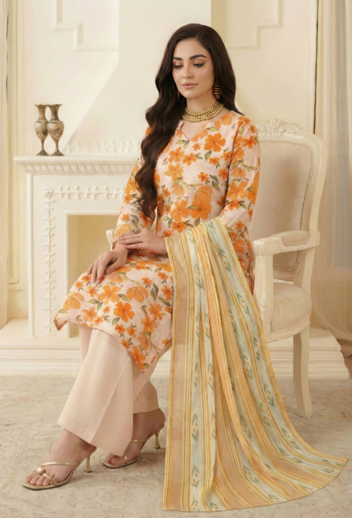 Floral - D06 Chiffon Pakistani Summer Dresses - Humdum - 3