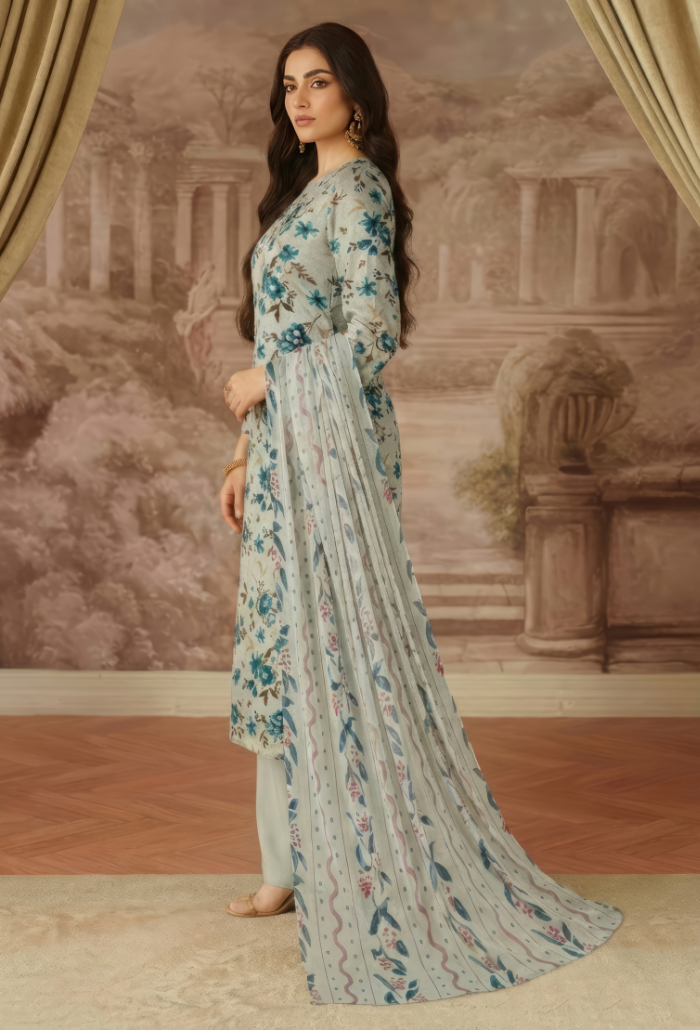 Floral - D01 Chiffon Pakistani Summer Dresses - Humdum - 2
