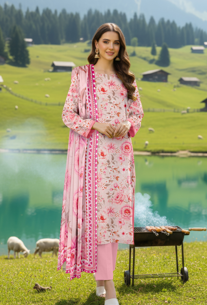 Floral - D09 Chiffon Pakistani Summer Dresses - Humdum - 1