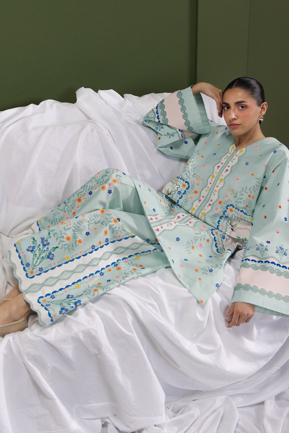 Spring Calm Cambric Pakistani Summer Dresses - Afrozeh - 3