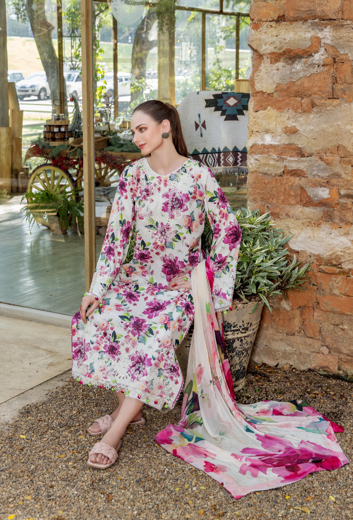 Scenery - Printkari D01 Chiffon Pakistani Summer Dresses - Humdum - 6