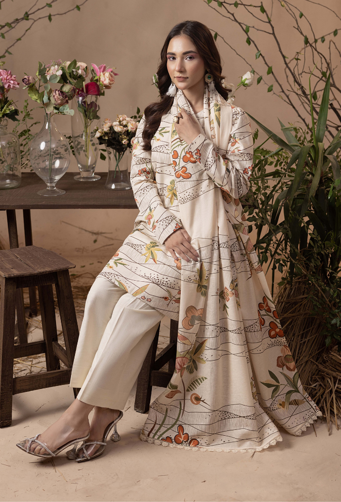 Raya - D04 Khaddar Pakistani Winter Dresses - Humdum - 2