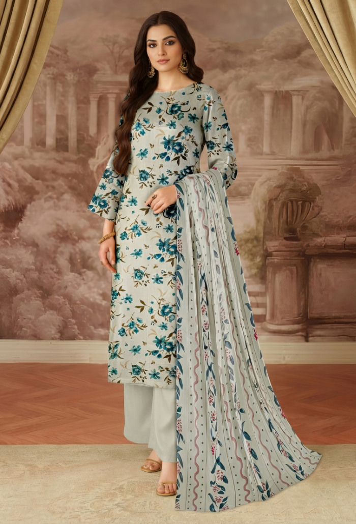 Floral - D01 Chiffon Pakistani Summer Dresses - Humdum - 1