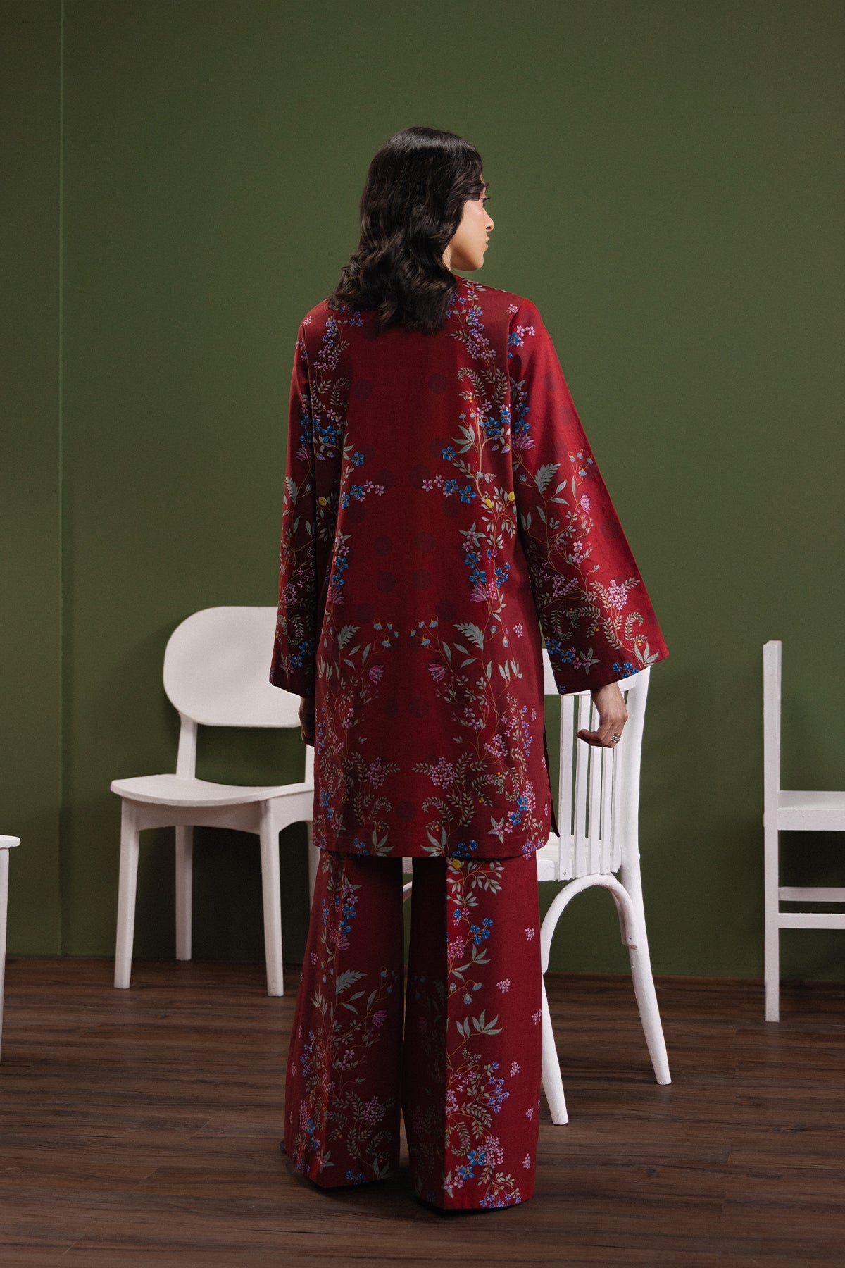 Softgirl Scarlet Velvet Pakistani Summer Dresses - Afrozeh - 5