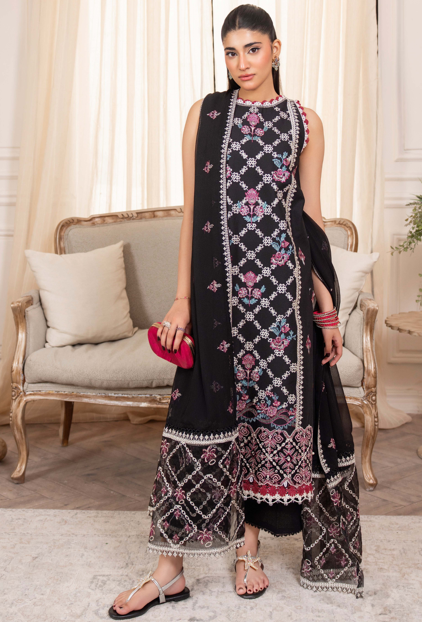 Nyra - D02 Chiffon Pakistani Summer Dresses - Humdum - 1