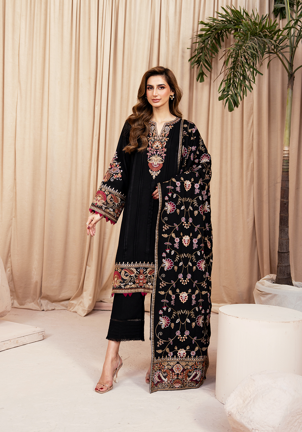 NOIR BLOOM Embroidered Pakistani Dress