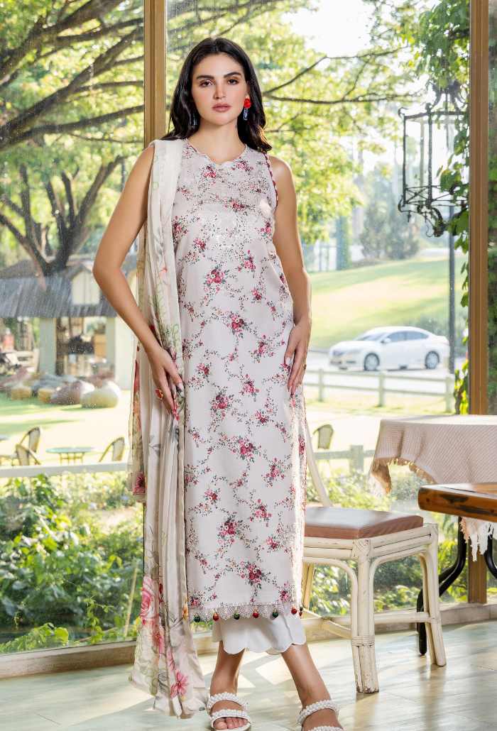 Scenery - Printkari D08 Chiffon Pakistani Summer Dresses - Humdum - 1