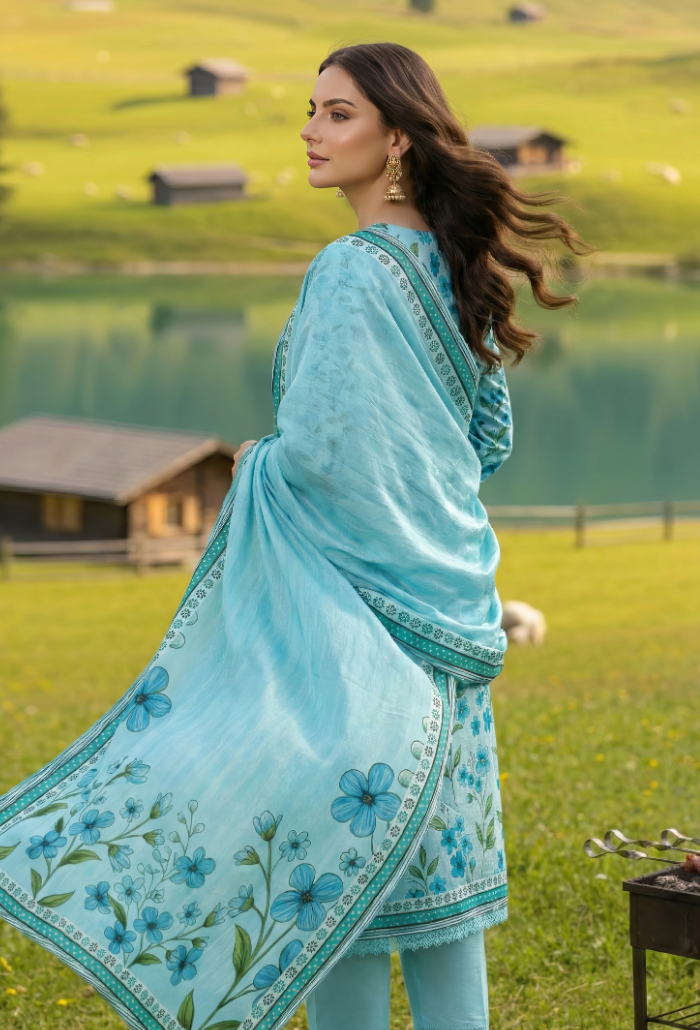 Floral - D02 Chiffon Pakistani Summer Dresses - Humdum - 2