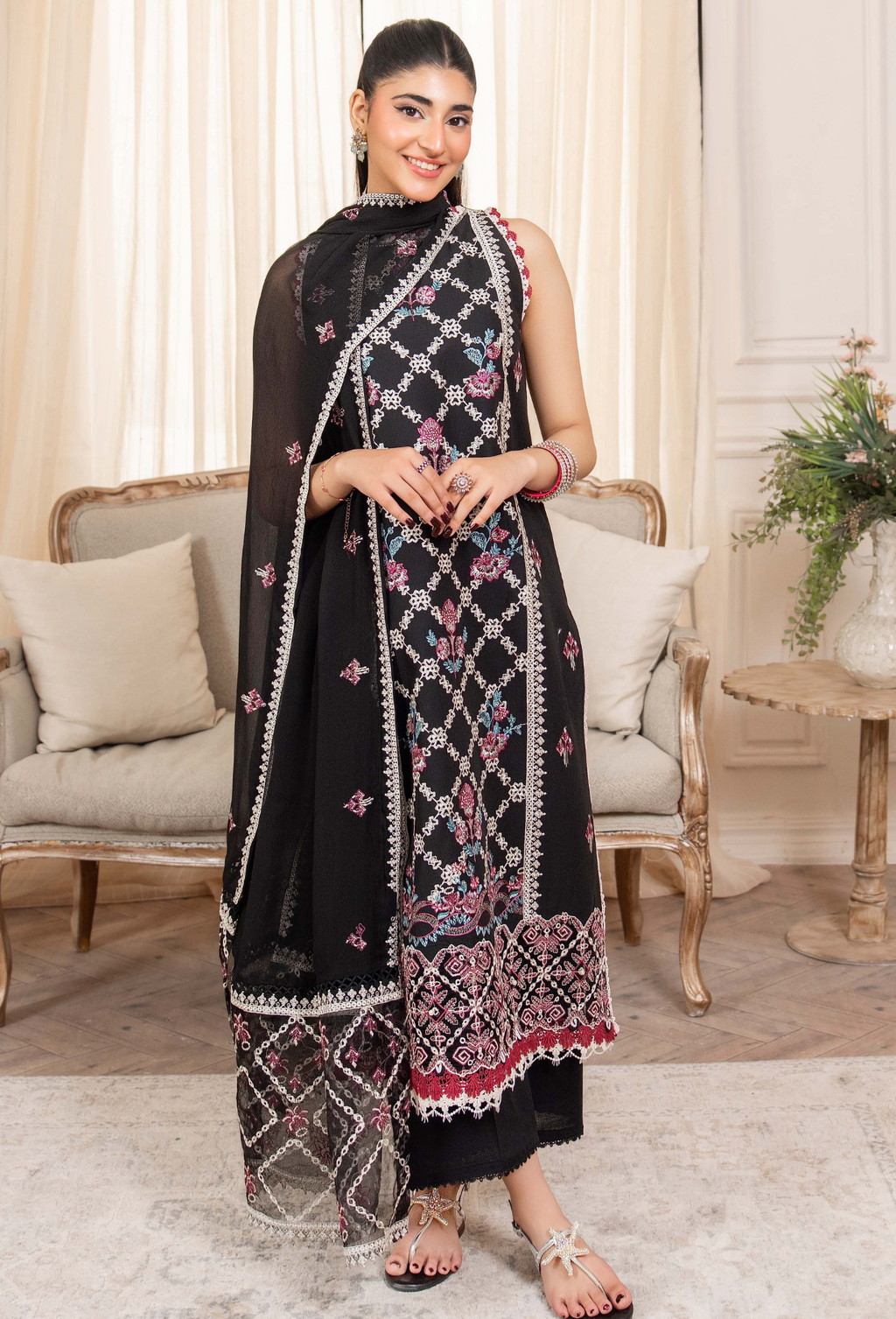 Nyra - D02 Chiffon Pakistani Summer Dresses - Humdum - 3