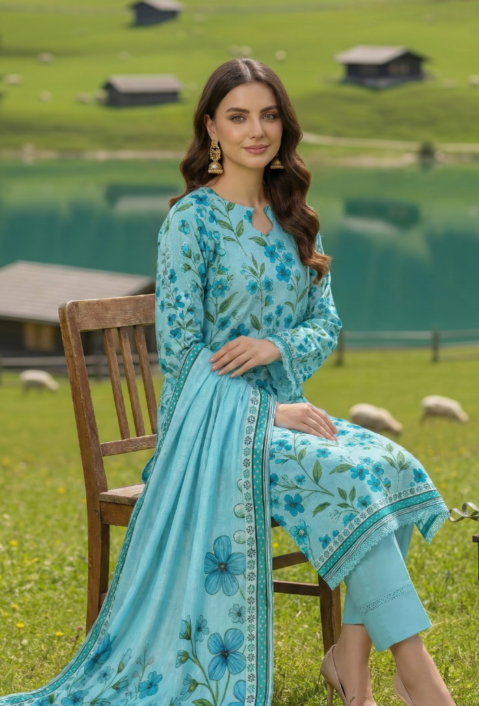 Floral - D02 Chiffon Pakistani Summer Dresses - Humdum - 3