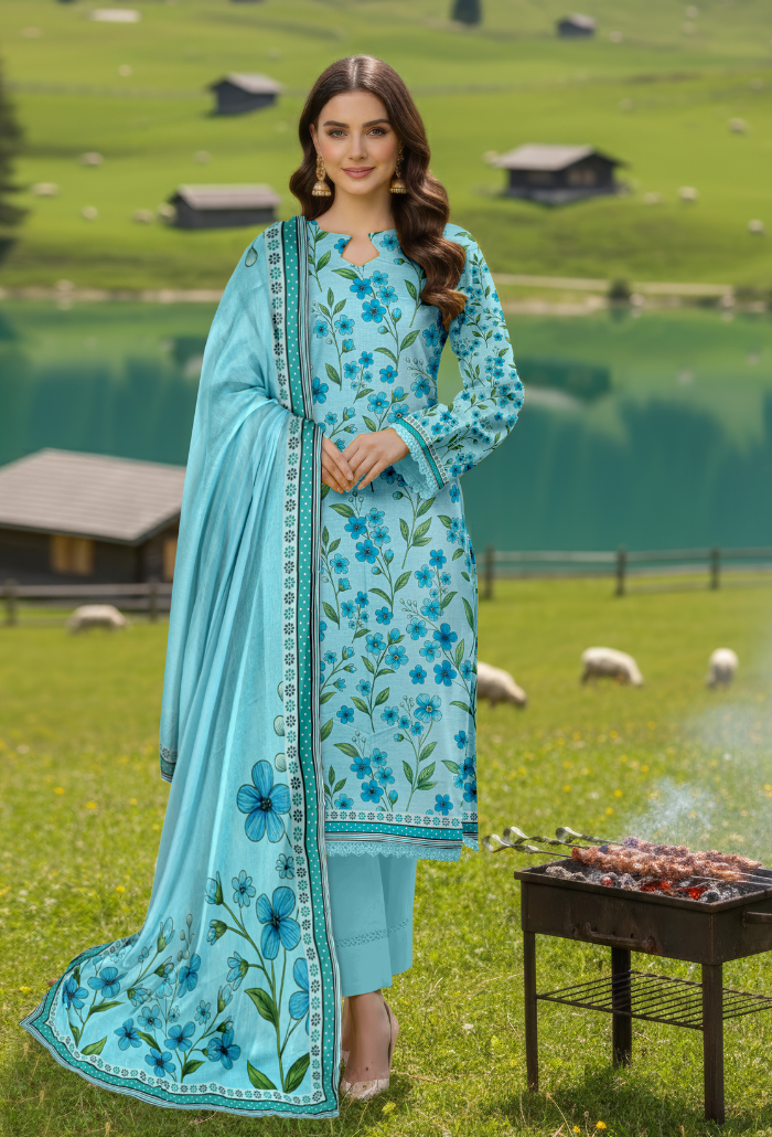 Floral - D02 Chiffon Pakistani Summer Dresses - Humdum - 1