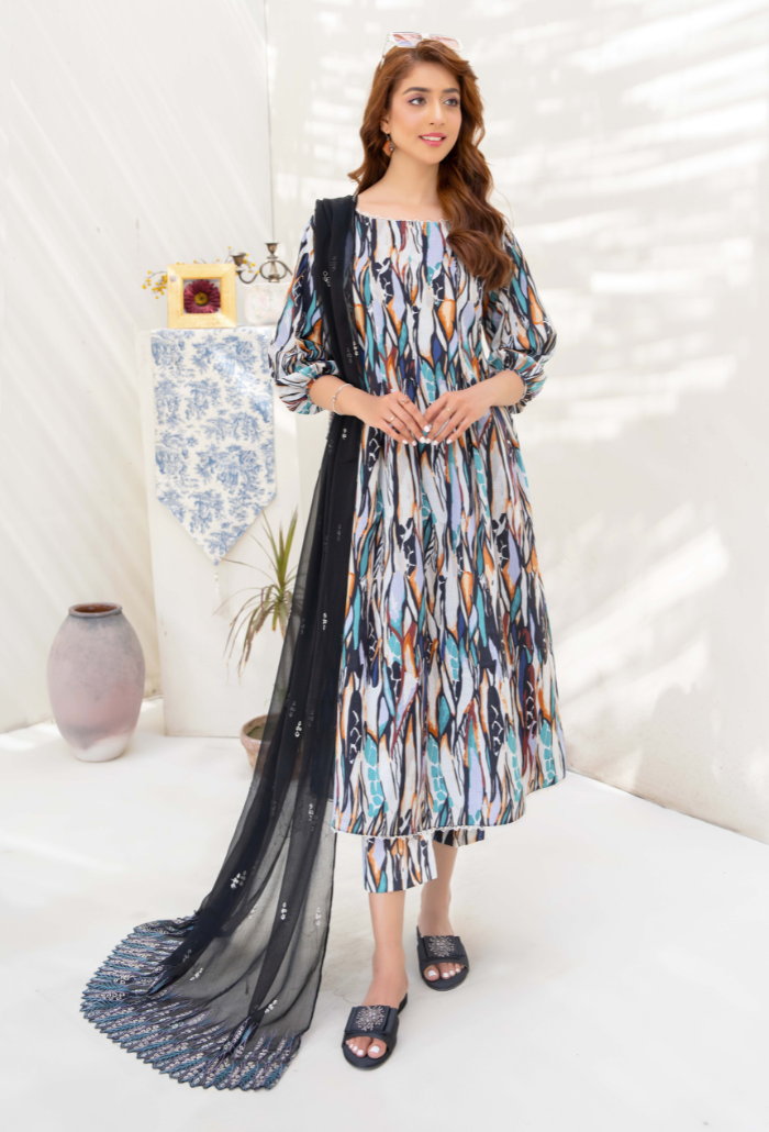Ziva - D06 Chiffon Pakistani Summer Dresses - Humdum - 1