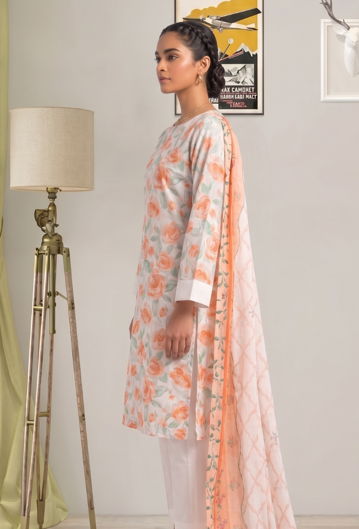 Floral Lawn Cotton Pakistani Summer Dresses - Humdum - 3