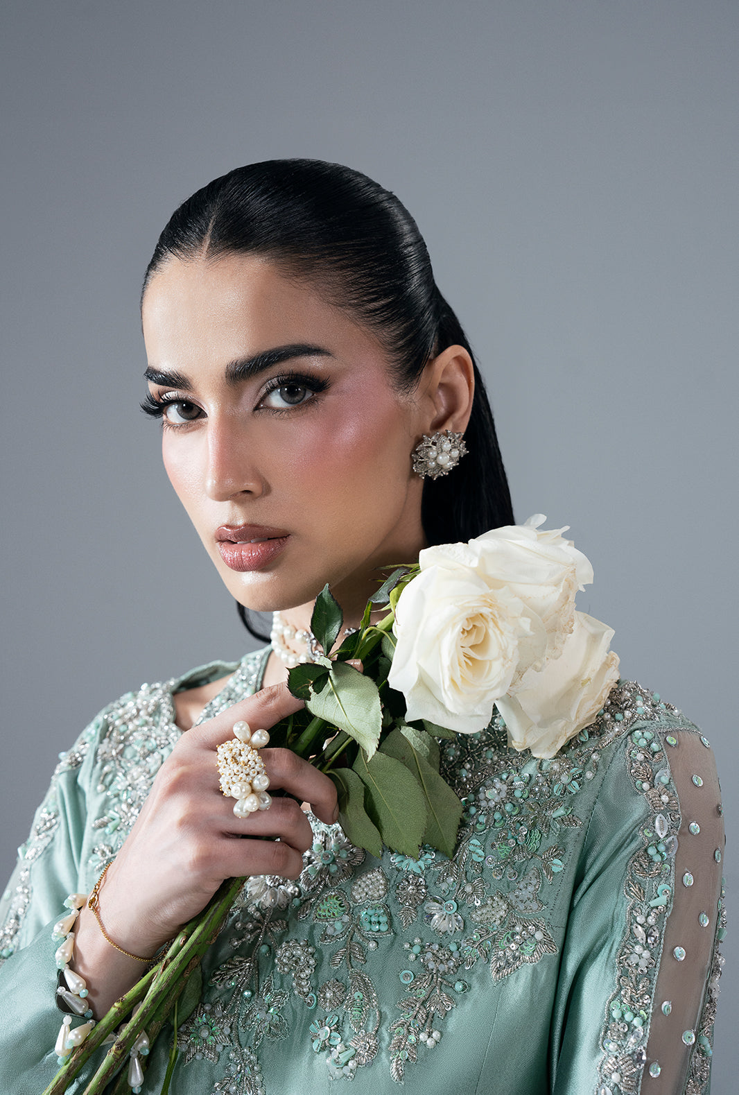 Marine Muse Silk Pakistani Formal Dresses - AJR Couture - 5