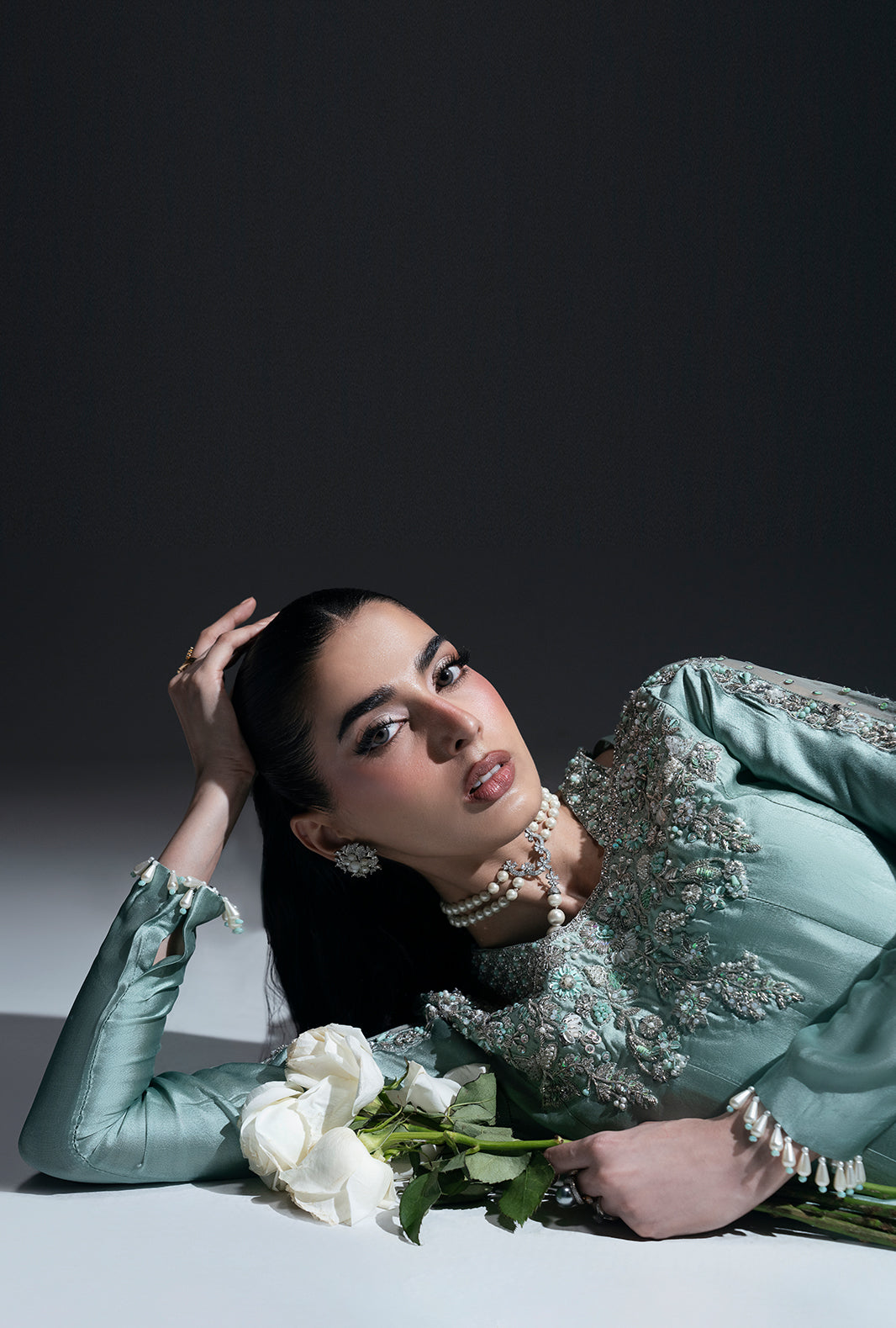 Marine Muse Silk Pakistani Formal Dresses - AJR Couture - 6