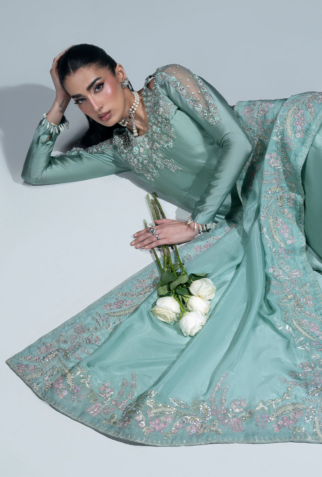 Marine Muse Silk Pakistani Formal Dresses - AJR Couture - 7
