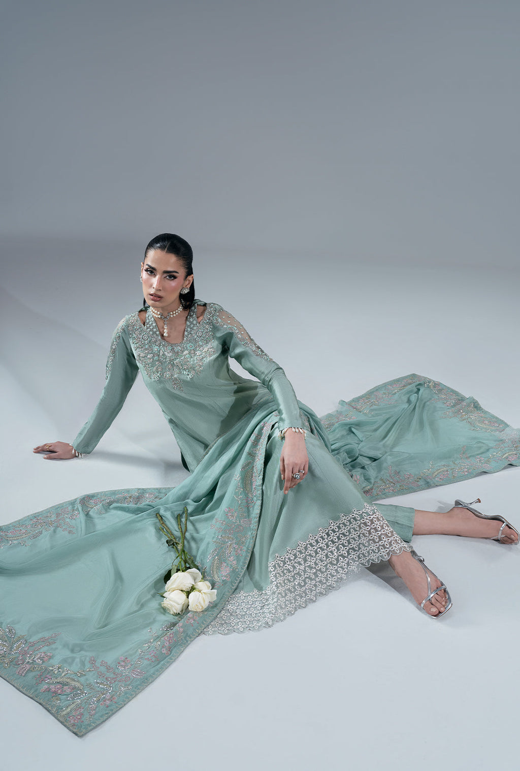 Marine Muse Silk Pakistani Formal Dresses - AJR Couture - 8