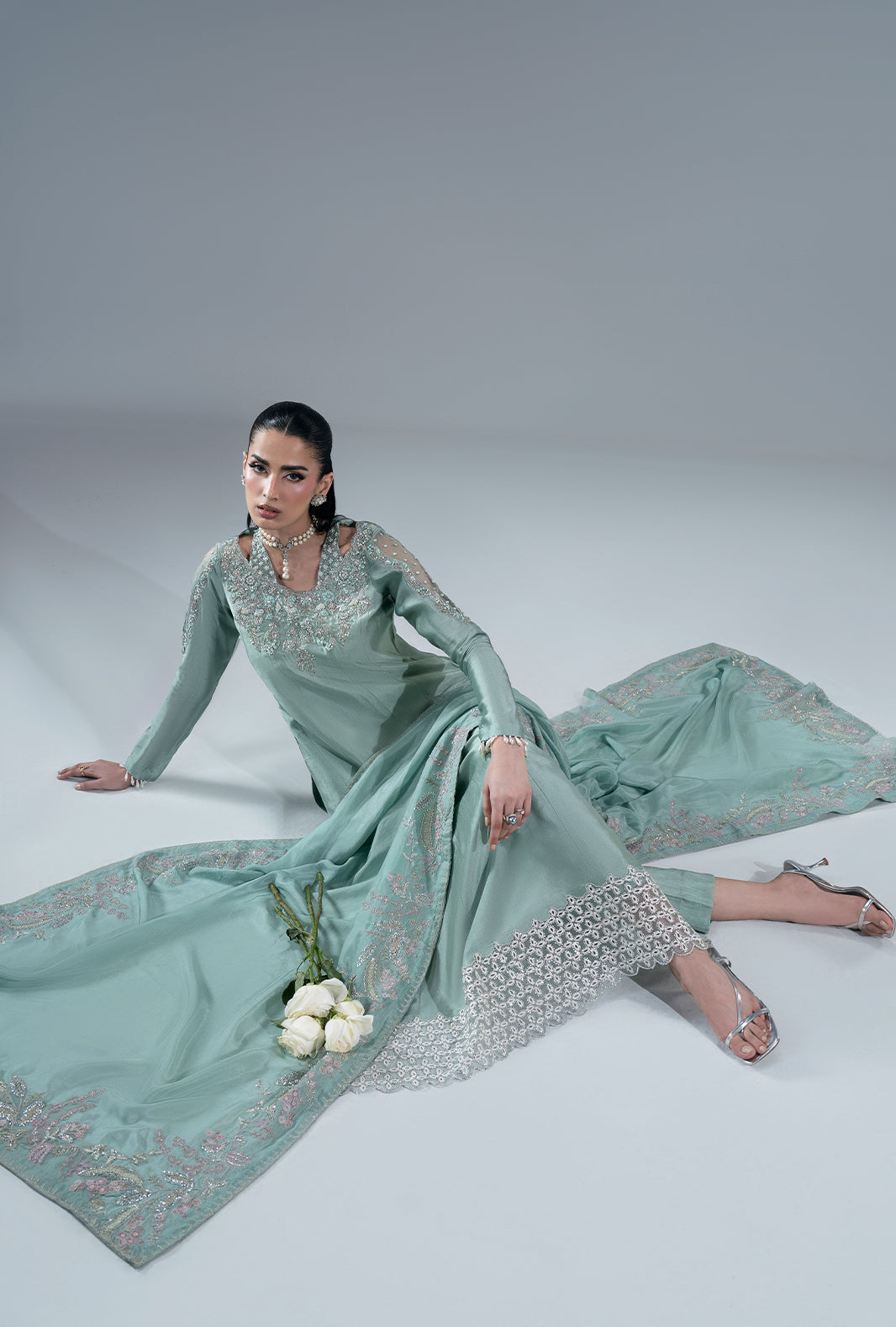 Marine Muse Silk Pakistani Formal Dresses - AJR Couture - 8