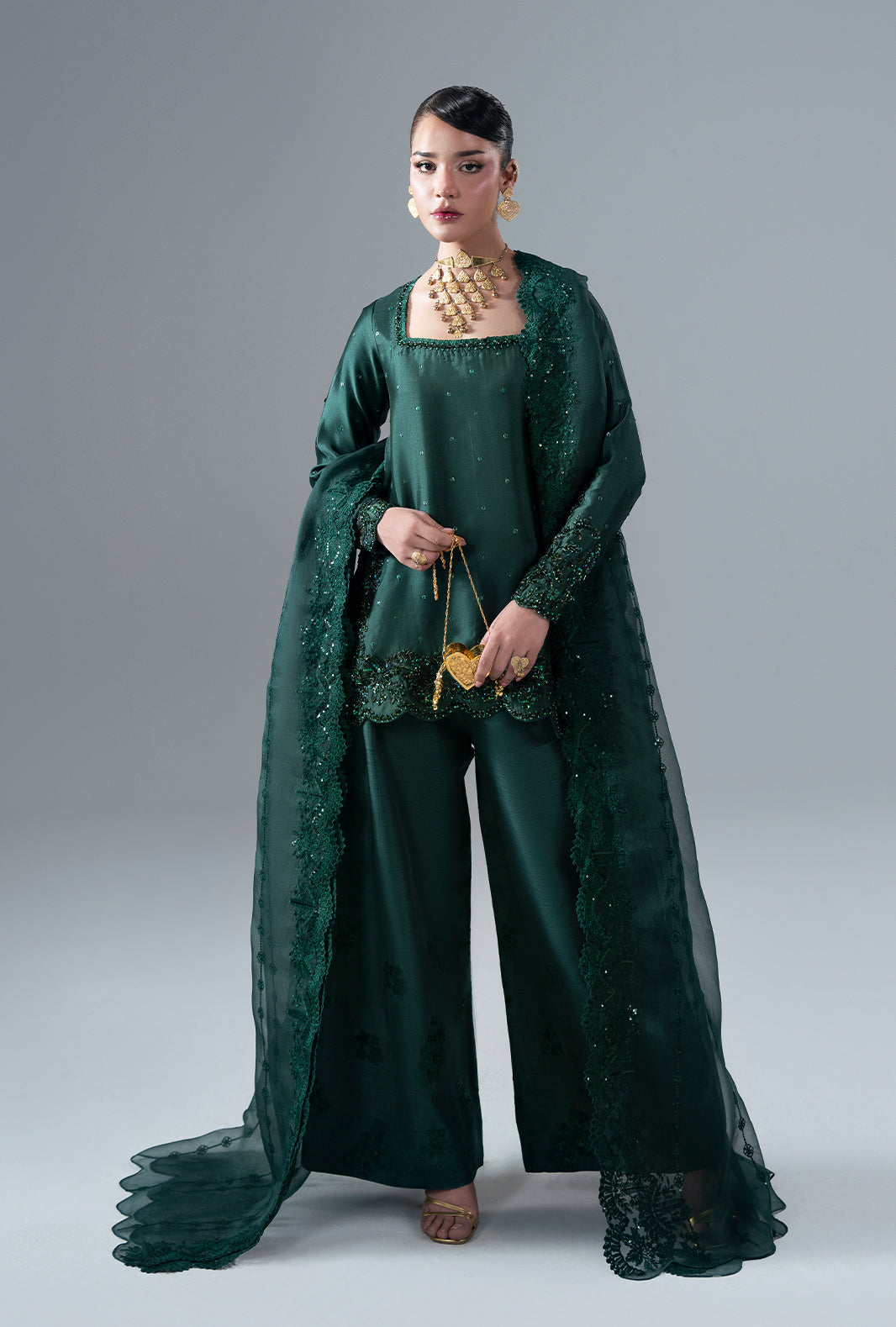 Esmera Organza Pakistani Formal Dresses - AJR Couture - 1