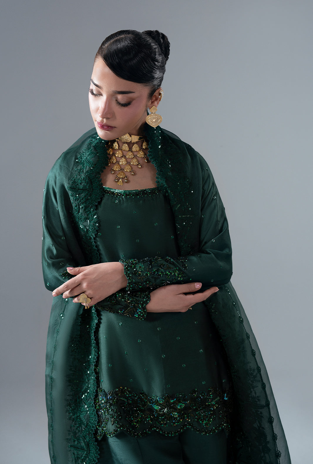 Esmera Organza Pakistani Formal Dresses - AJR Couture - 3