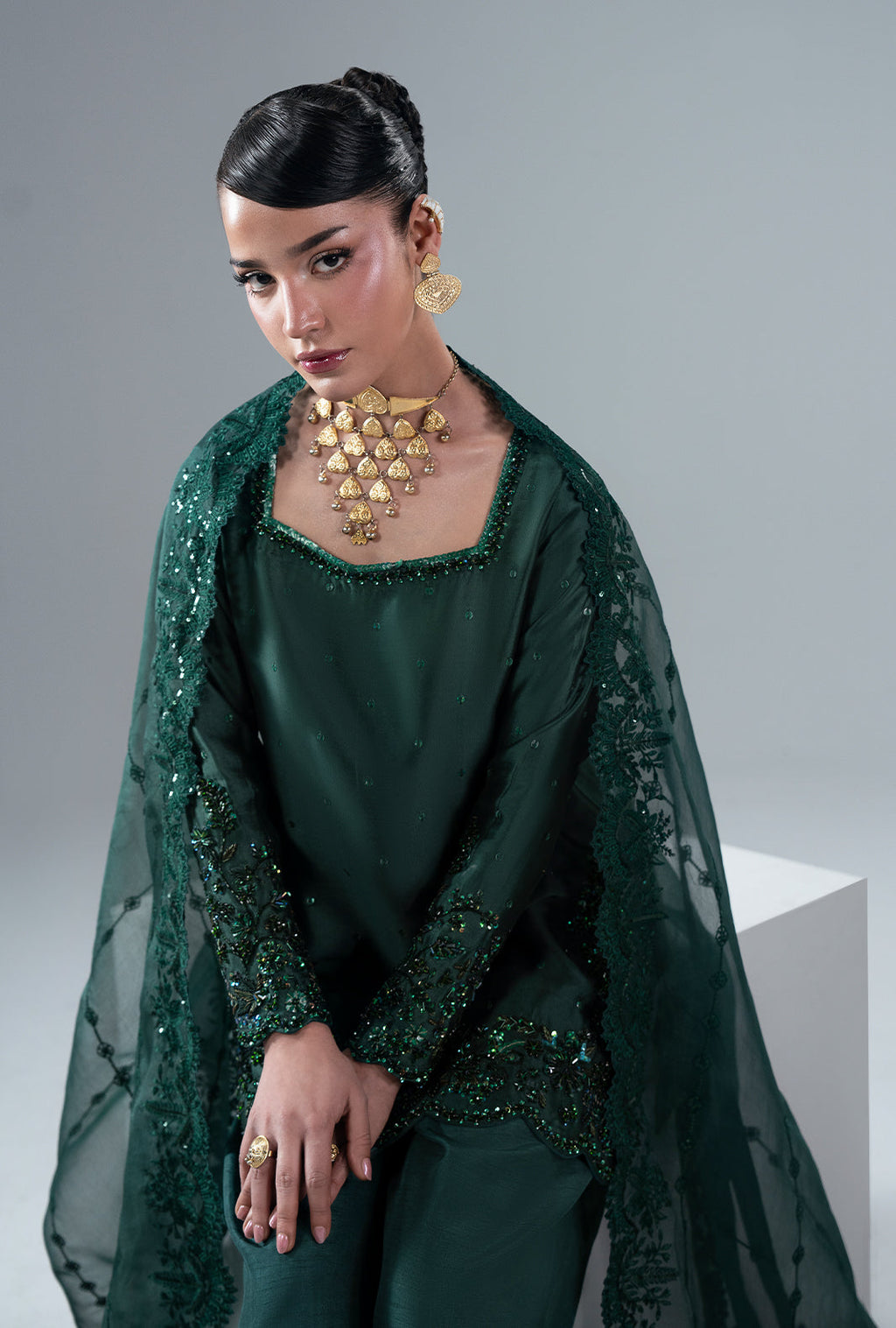 Esmera Organza Pakistani Formal Dresses - AJR Couture - 7