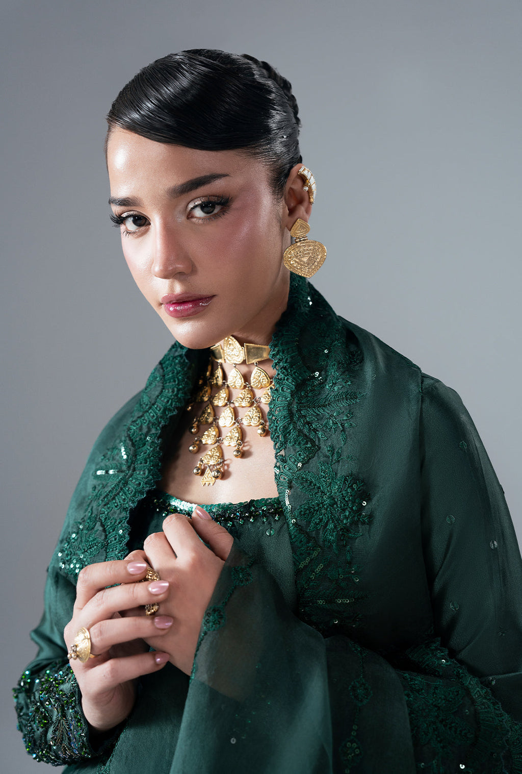 Esmera Organza Pakistani Formal Dresses - AJR Couture - 8