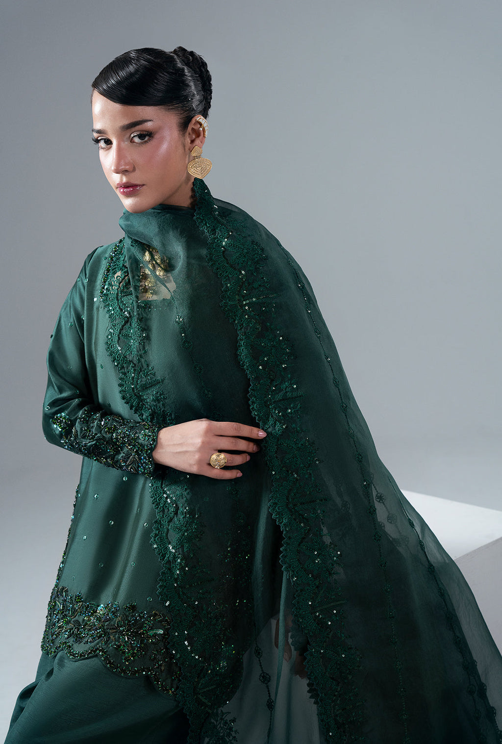 Esmera Organza Pakistani Formal Dresses - AJR Couture - 9
