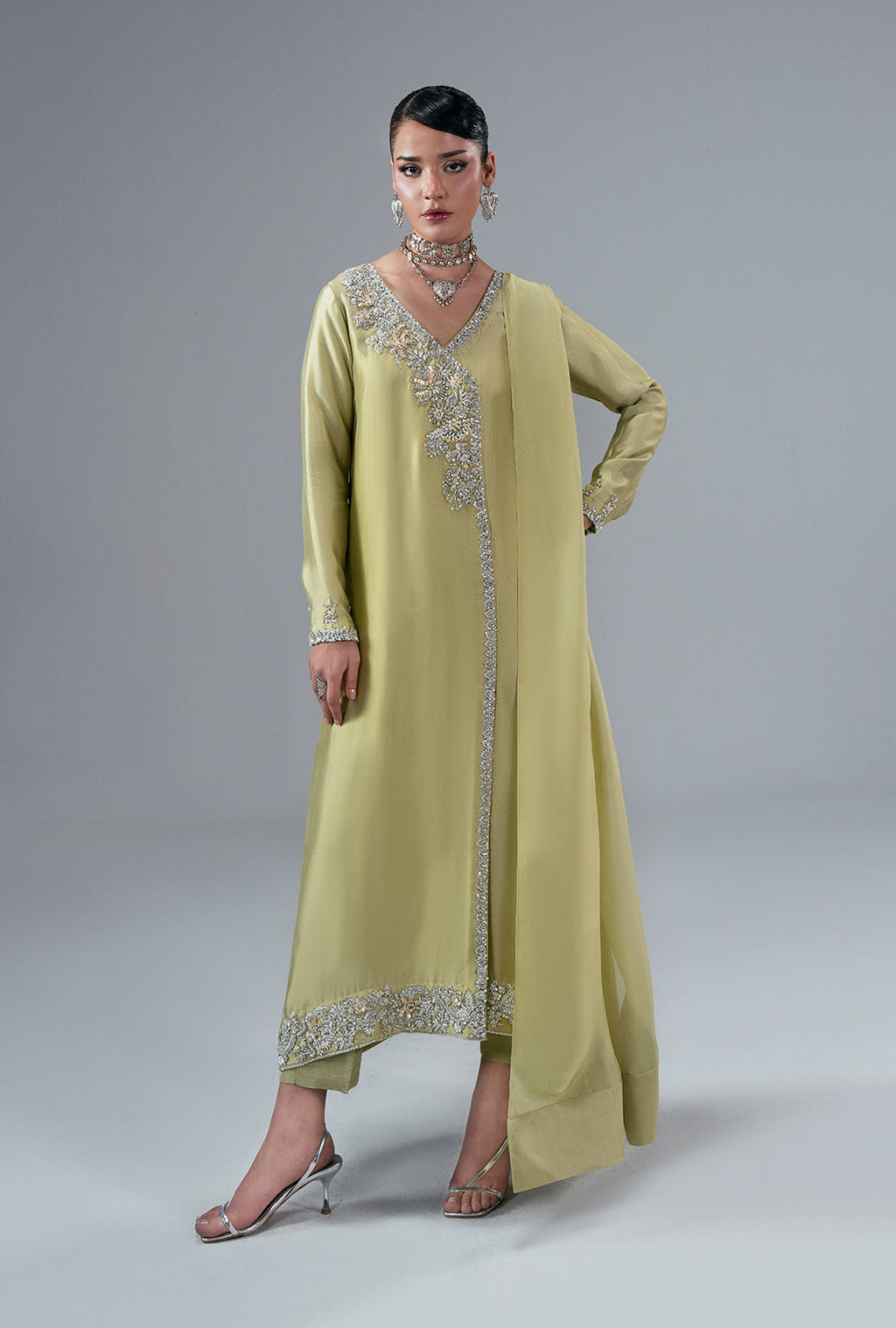 Gold Dust Silk Pakistani Formal Dresses - AJR Couture - 1
