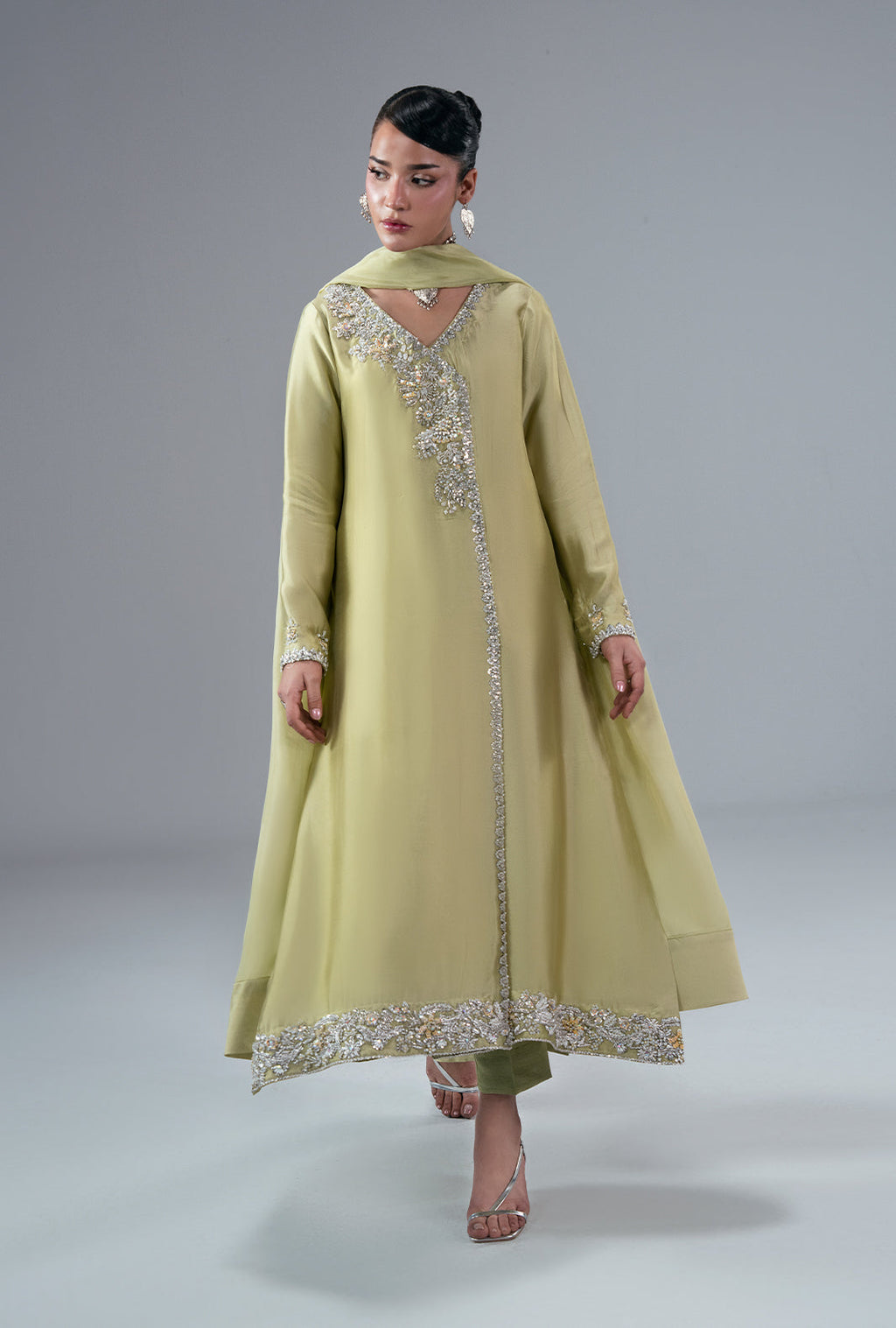 Gold Dust Silk Pakistani Formal Dresses - AJR Couture - 4