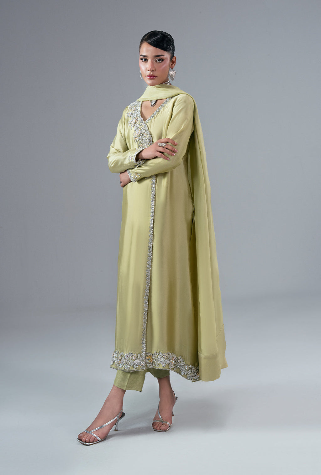 Gold Dust Silk Pakistani Formal Dresses - AJR Couture - 3