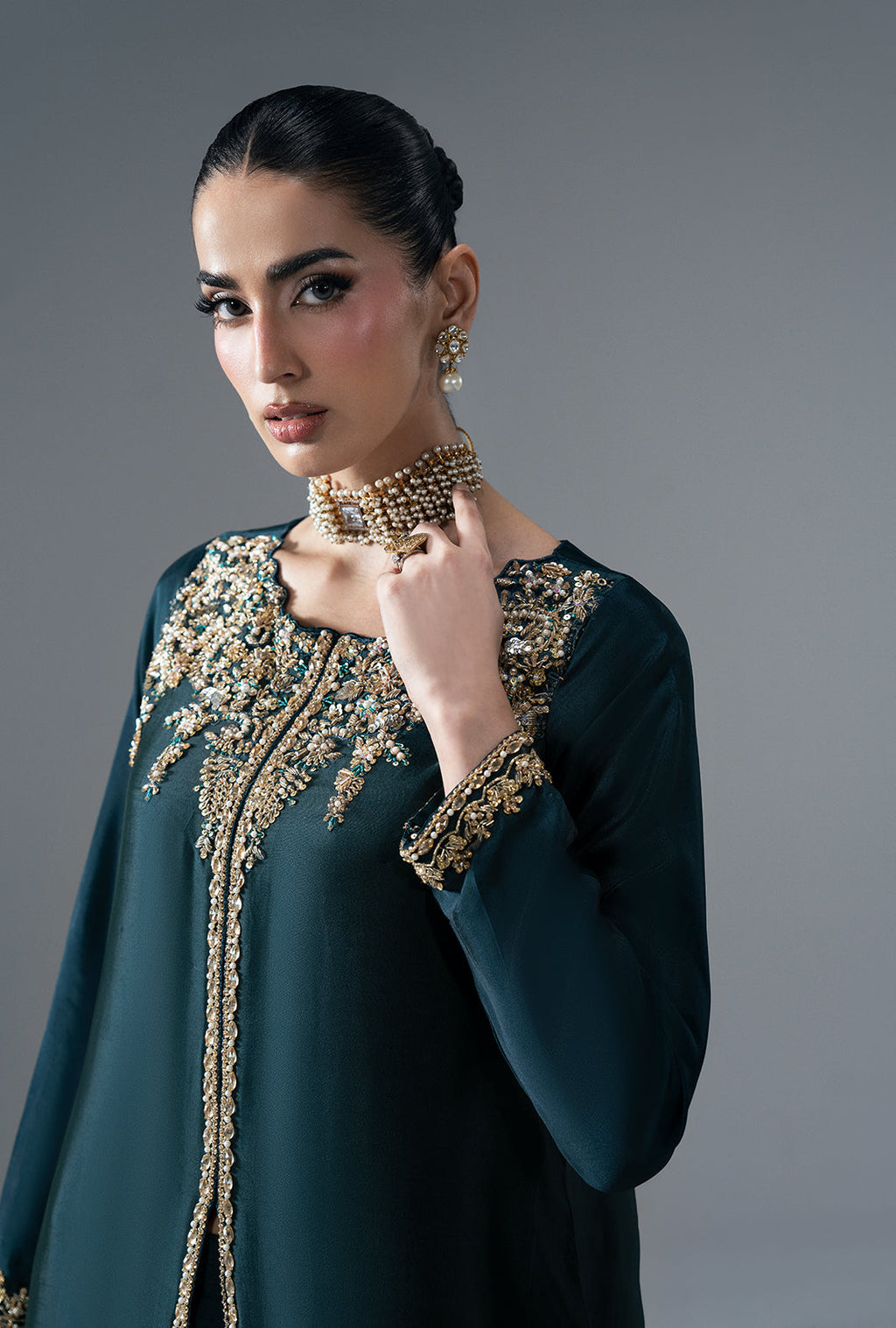 Jade Mirage Silk Pakistani Formal Dresses - AJR Couture - 5