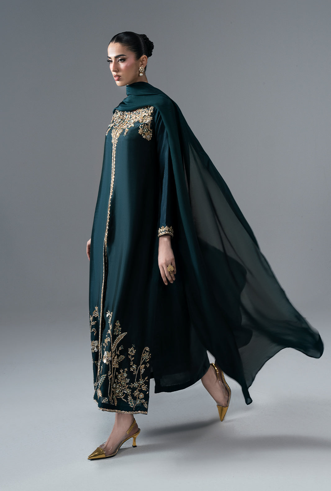 Jade Mirage Silk Pakistani Formal Dresses - AJR Couture - 3