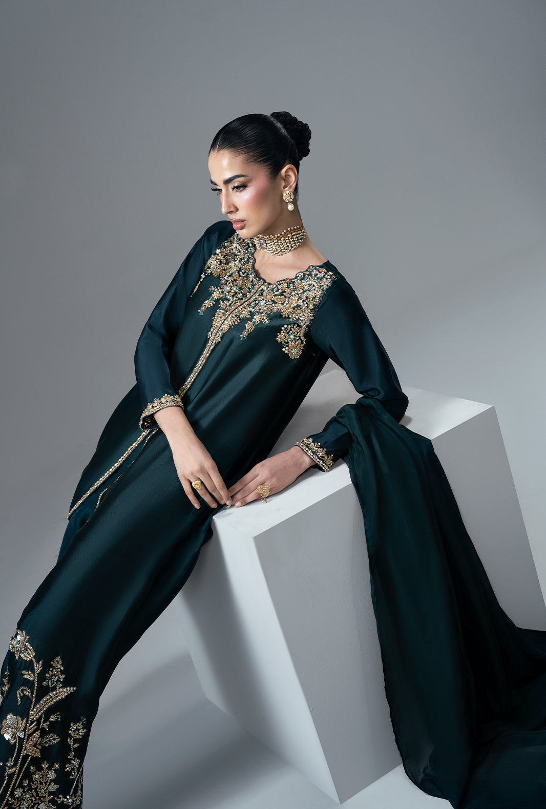 Jade Mirage Silk Pakistani Formal Dresses - AJR Couture - 8