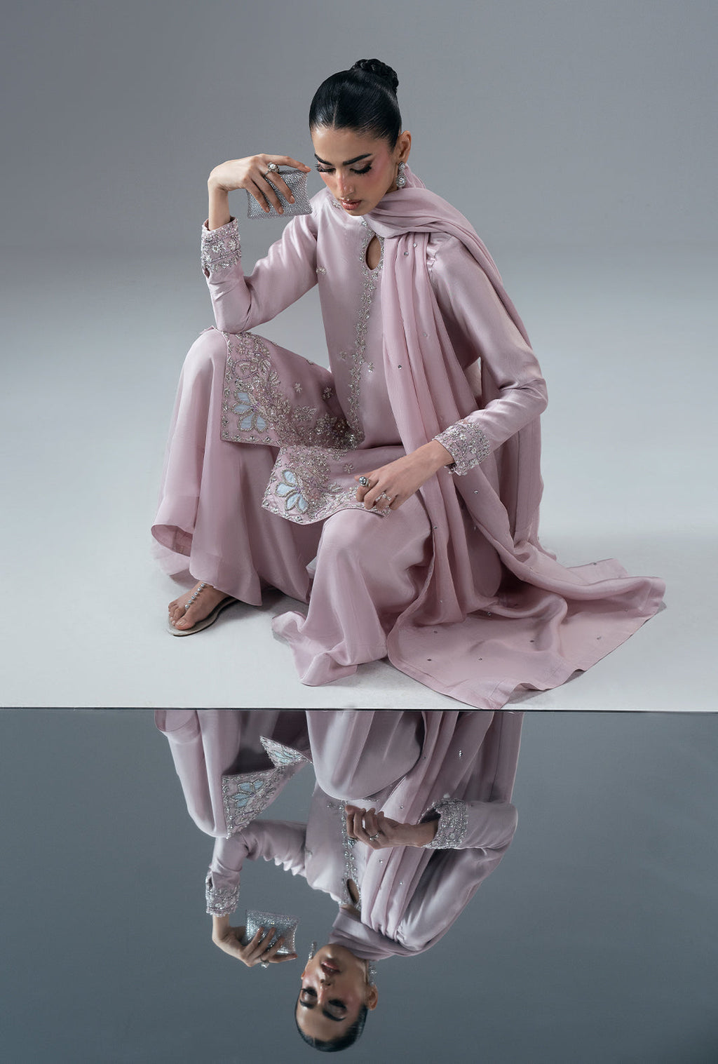 Rose Quartz Silk Pakistani Formal Dresses - AJR Couture - 8