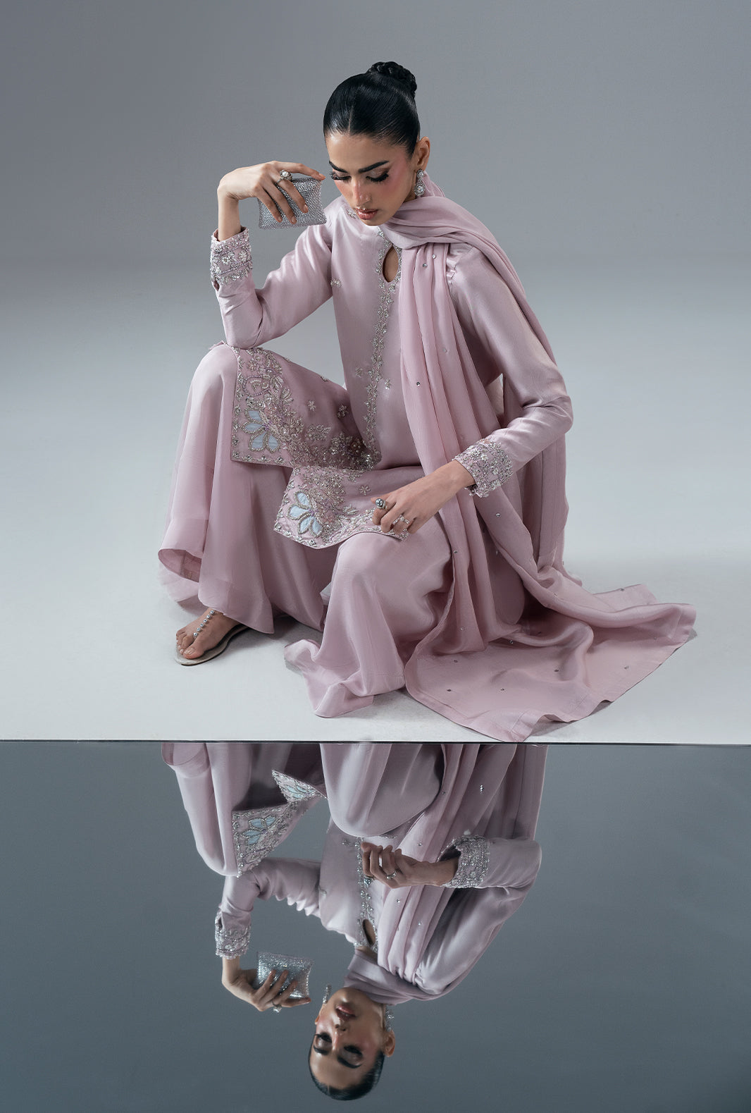 Rose Quartz Silk Pakistani Formal Dresses - AJR Couture - 8