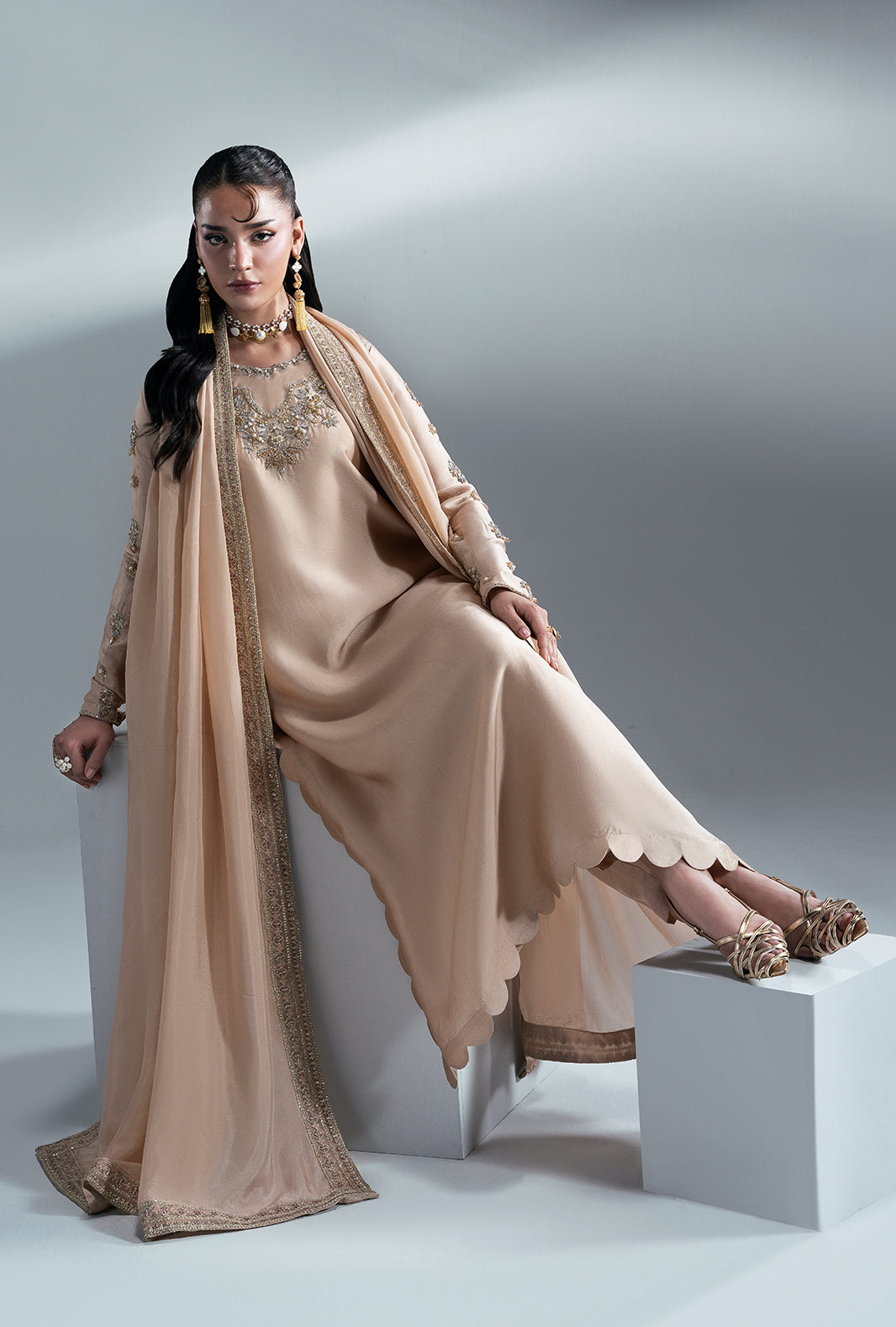 Amber Glow Silk Pakistani Formal Dresses - AJR Couture - 10