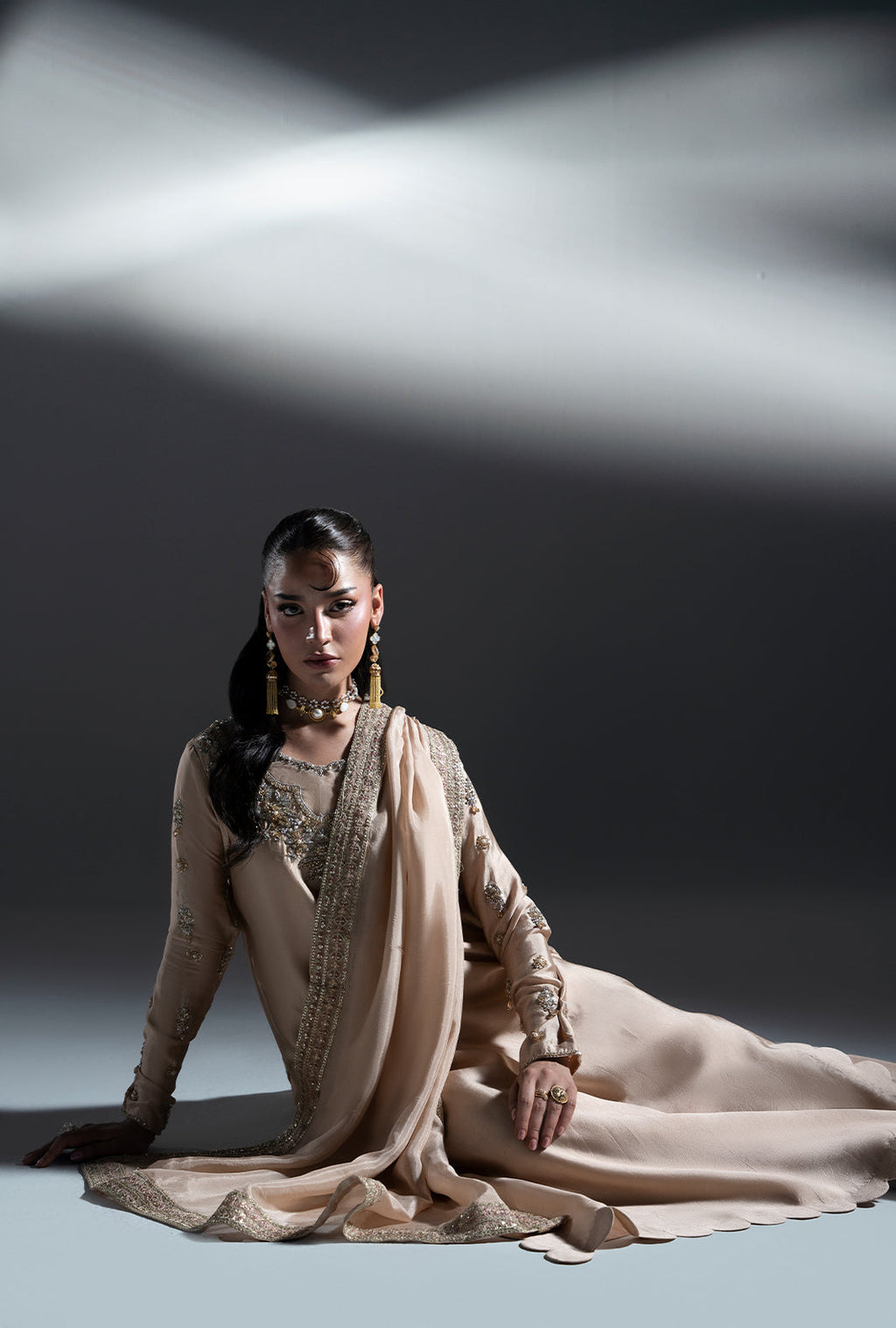 Amber Glow Silk Pakistani Formal Dresses - AJR Couture - 11