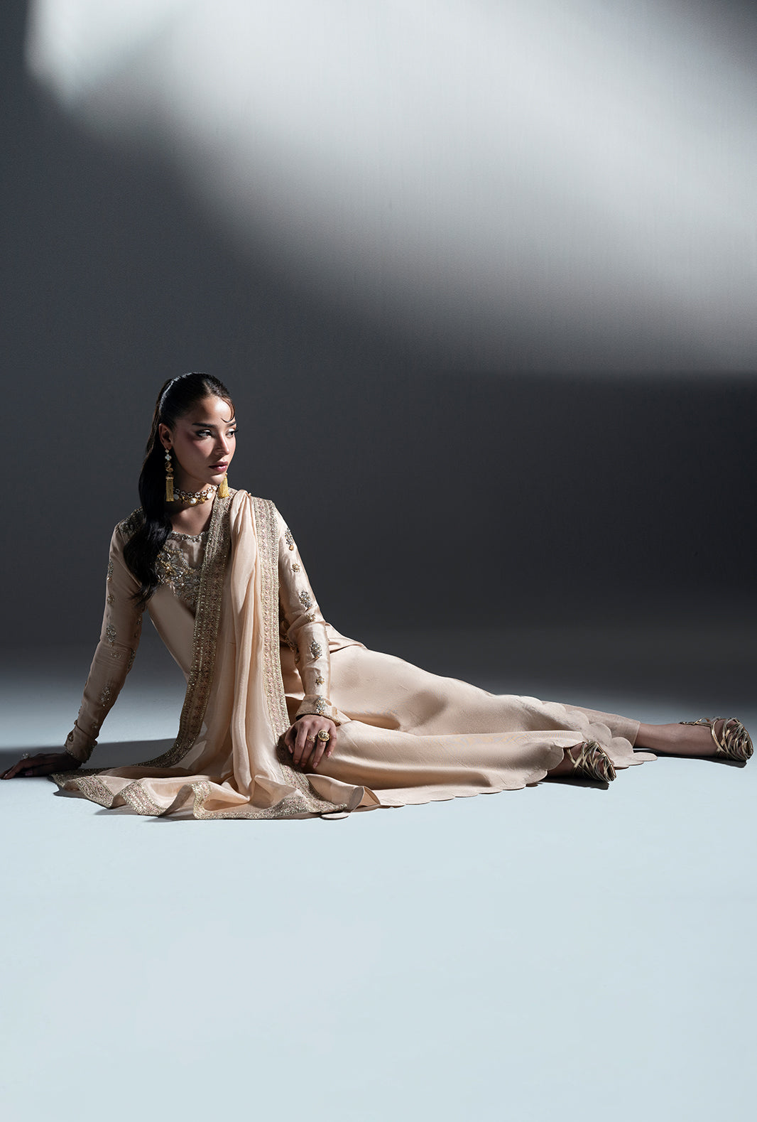 Amber Glow Silk Pakistani Formal Dresses - AJR Couture - 12