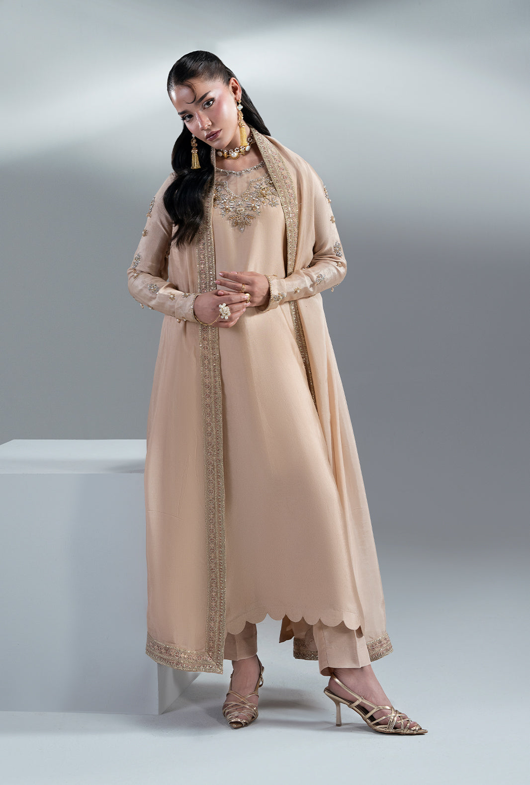 Amber Glow Silk Pakistani Formal Dresses - AJR Couture - 3