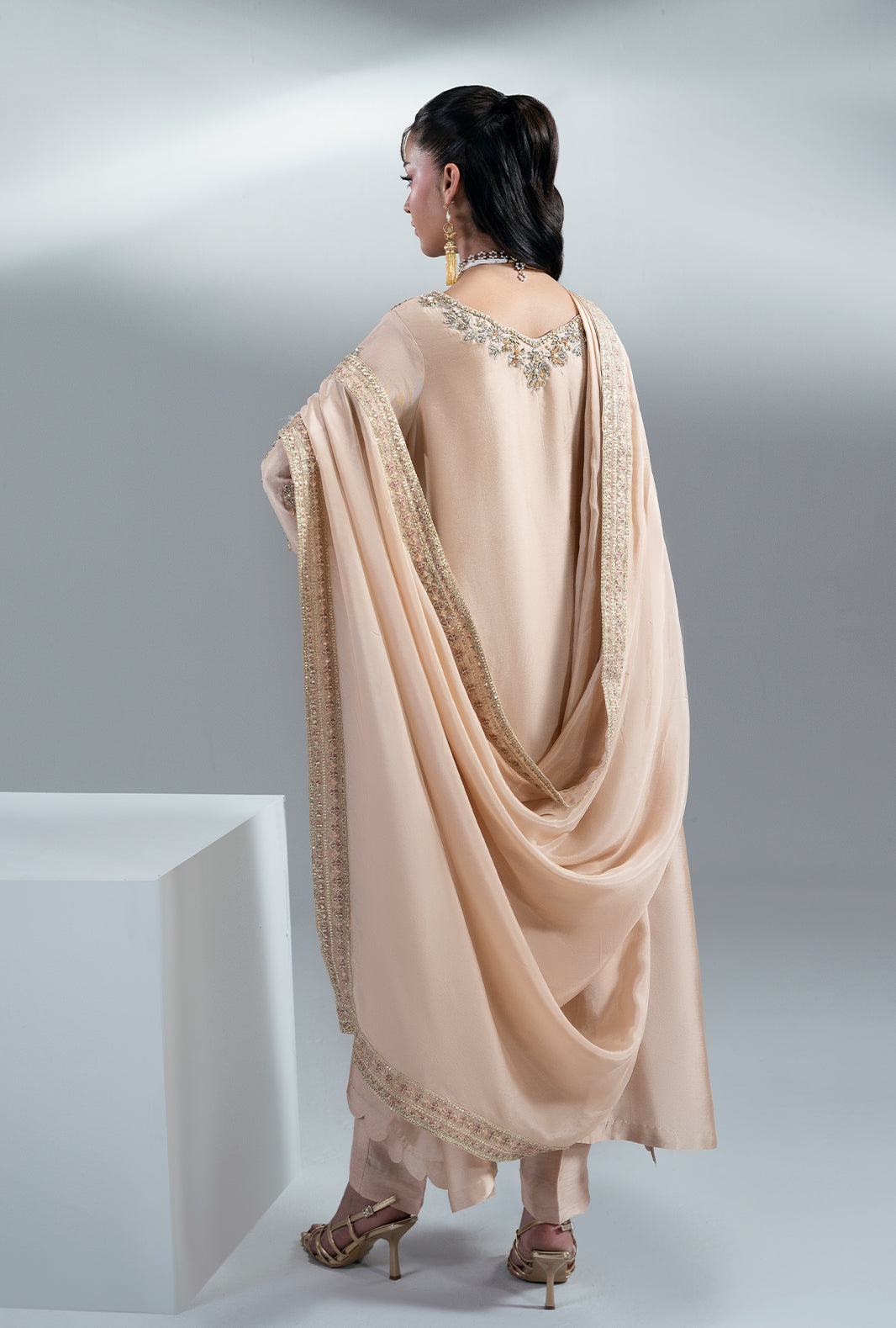 Amber Glow Silk Pakistani Formal Dresses - AJR Couture - 6