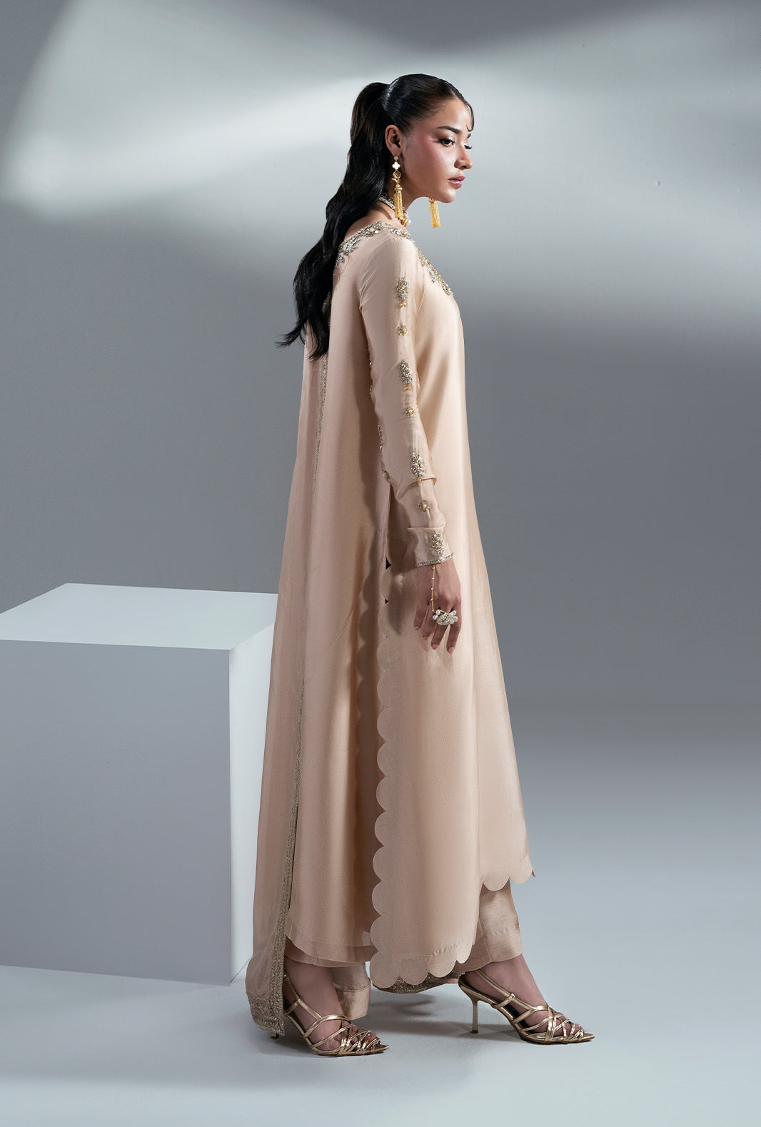 Amber Glow Silk Pakistani Formal Dresses - AJR Couture - 2