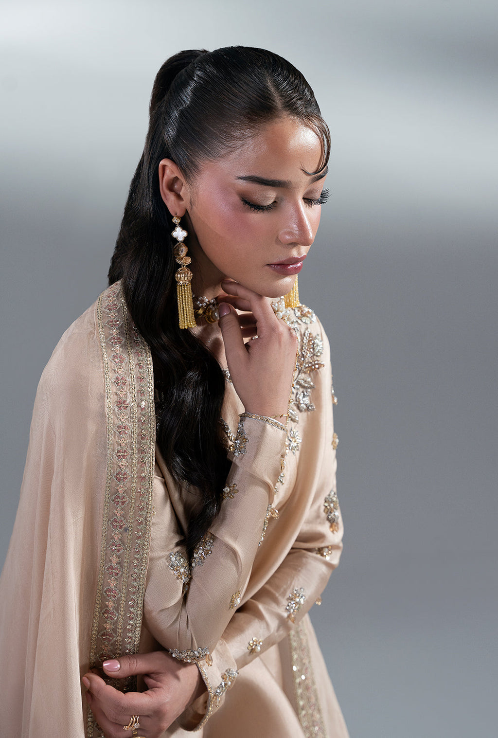 Amber Glow Silk Pakistani Formal Dresses - AJR Couture - 9
